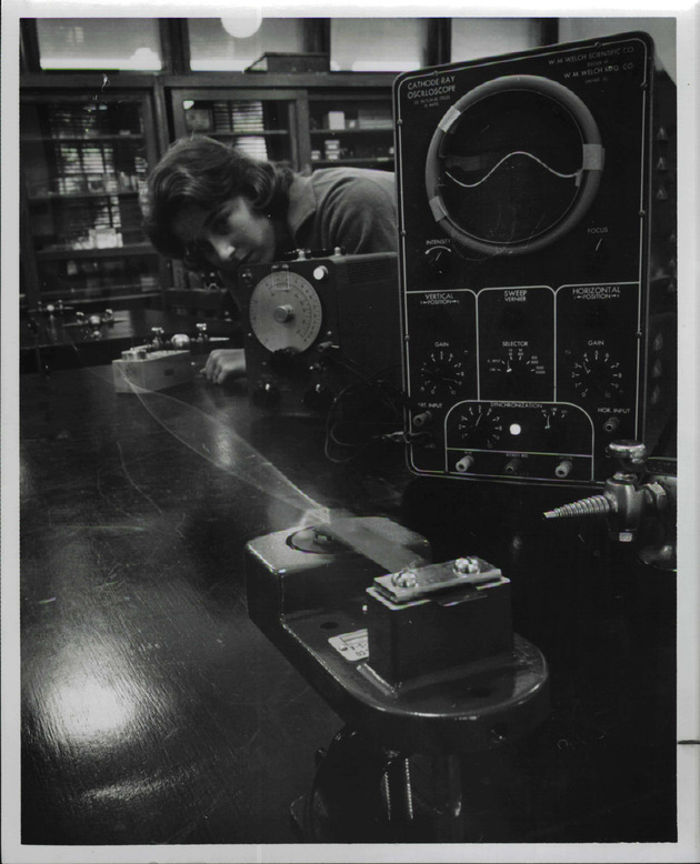 Student Cathy Campo in Chemistry class
